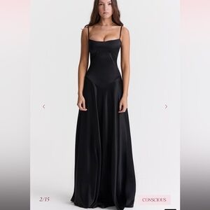 House of CB Anabella Black Satin Maxi Dress Gown